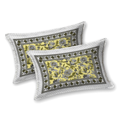 Jaipuri Hand Printed Queen Size Cotton Bedding Set - 636 | Verified Sustainable by Brown Living™