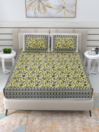 Jaipuri Hand Printed Queen Size Cotton Bedding Set - 636 | Verified Sustainable by Brown Living™