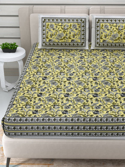 Jaipuri Hand Printed Queen Size Cotton Bedding Set - 636 | Verified Sustainable by Brown Living™