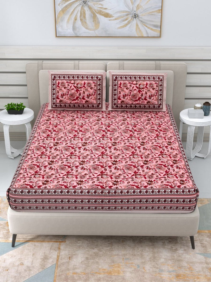 Jaipuri Hand Printed Queen Size Cotton Bedding Set - 639 | Verified Sustainable by Brown Living™