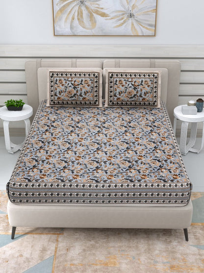 Jaipuri Hand Printed Queen Size Cotton Bedding Set - 640 | Verified Sustainable by Brown Living™