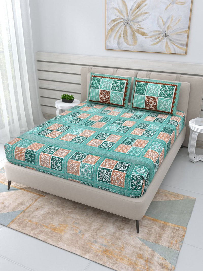 Buy Jaipuri Hand Printed Queen Size Cotton Yellow Bedding Set -641 | Shop Verified Sustainable Products on Brown Living