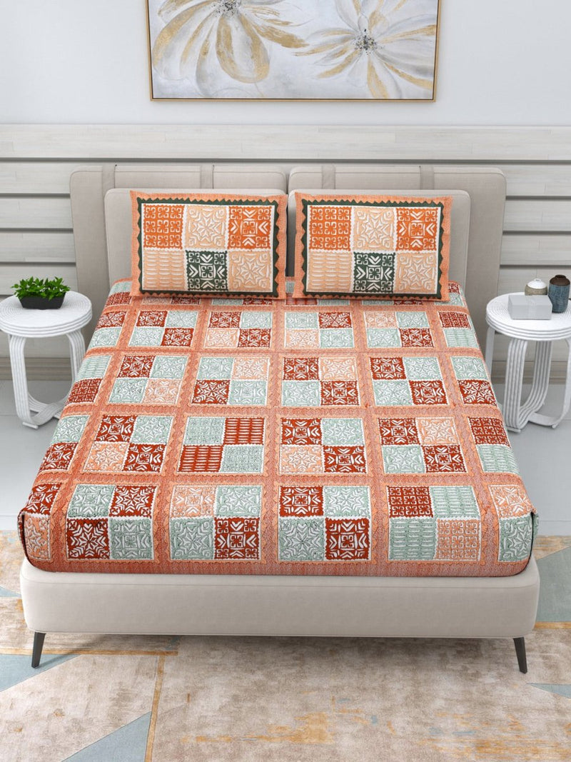 Buy Jaipuri Hand Printed Queen Size Cotton Yellow Bedding Set -644 | Shop Verified Sustainable Products on Brown Living