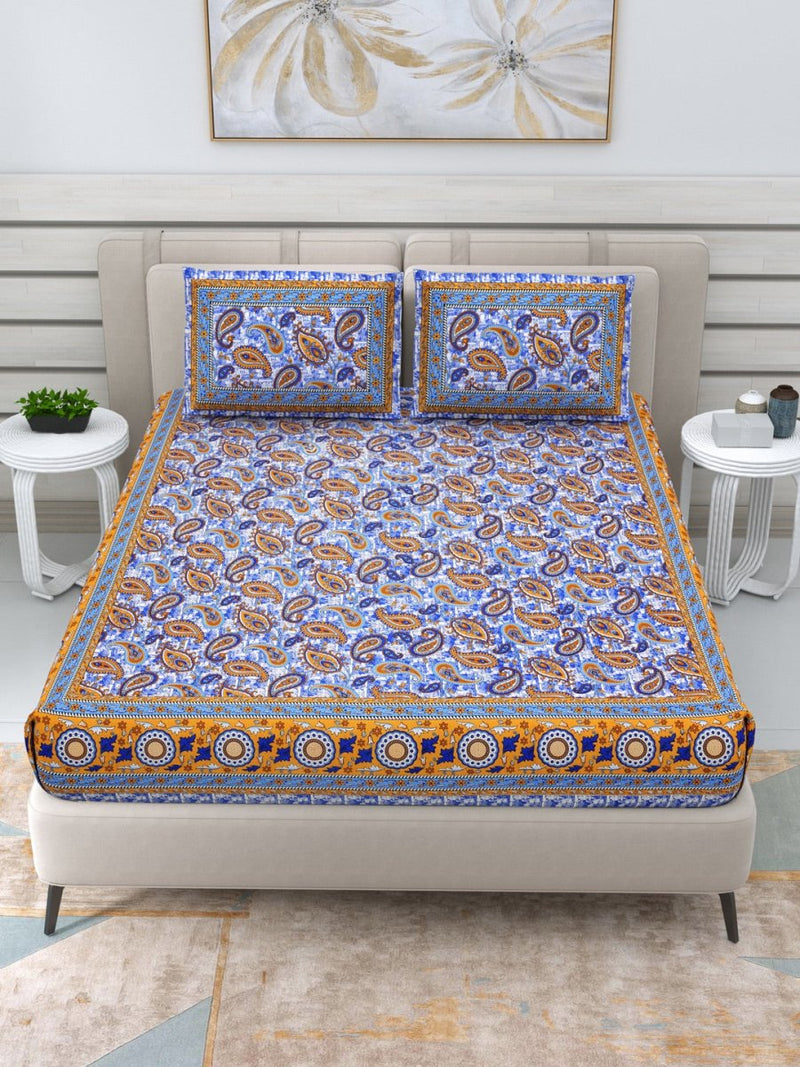 Jaipuri Hand Printed Queen Size Cotton Bedding Set - 651 | Verified Sustainable by Brown Living™