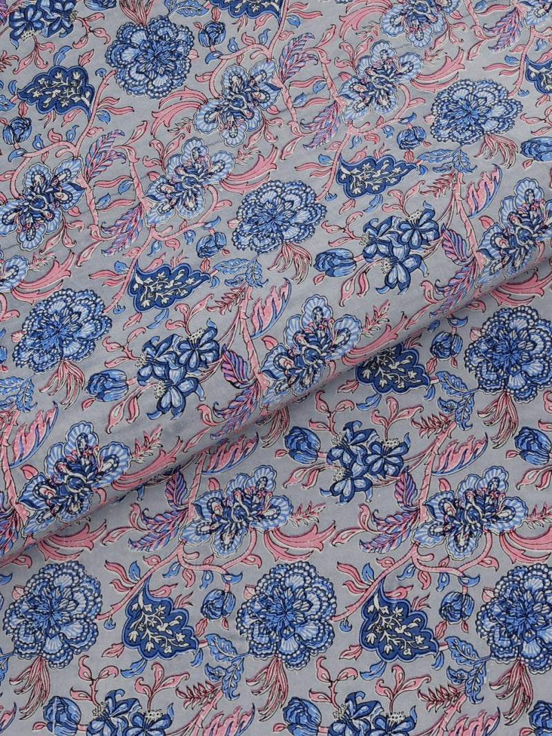 Jaipuri Print King Size 330 TC Pure Cotton Bedsheet with Pillow Covers- Blue | Verified Sustainable Bed Linens on Brown Living™