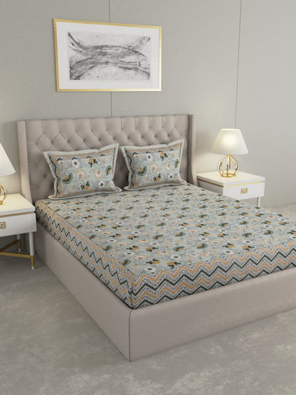 Jaipuri Print King Size Pure Cotton Bedsheet with Pillow Covers | Verified Sustainable by Brown Living™