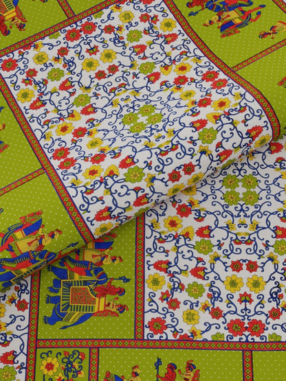 Jaipuri Print King Size Pure Cotton Bedsheet with Pillow Covers | Verified Sustainable by Brown Living™