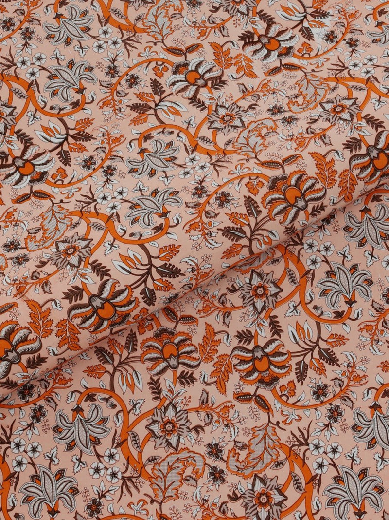 Jaipuri Print King Size 330 TC Pure Cotton Bedsheet with Pillow Covers- Peach | Verified Sustainable Bed Linens on Brown Living™