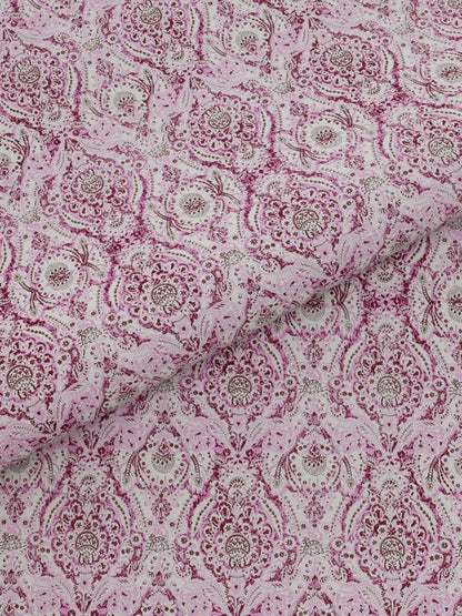 Jaipuri Print King Size 330 TC Pure Cotton Bedsheet with Pillow Covers - Pink | Verified Sustainable by Brown Living™