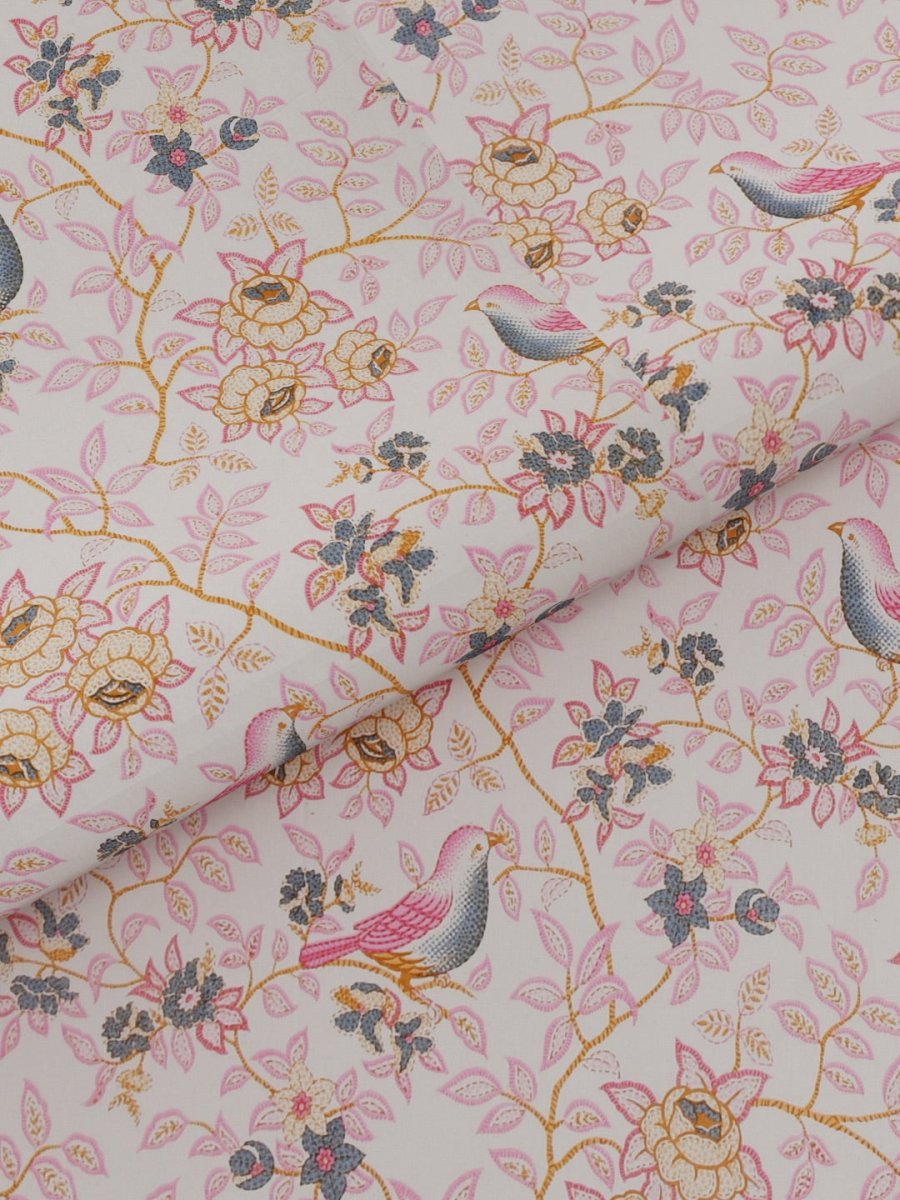 Jaipuri Print King Size 330 TC Pure Cotton Bedsheet with Pillow Covers - Pink | Verified Sustainable by Brown Living™