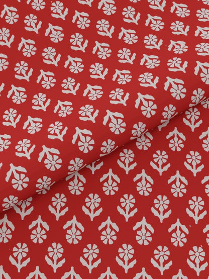 Jaipuri Print King Size 330 TC Pure Cotton Bedsheet with Pillow Covers - Red | Verified Sustainable by Brown Living™