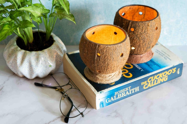 Buy JALAJA coconut votive holder | Shop Verified Sustainable Lamps & Lighting on Brown Living™