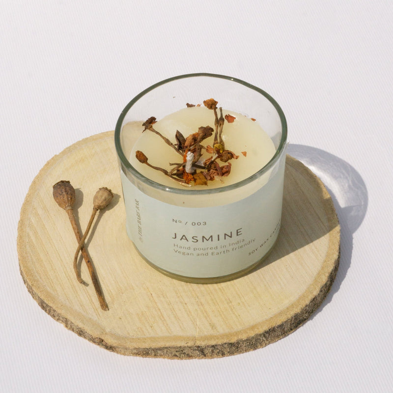 Jasmine Fragrance Glass Jar Candles | Verified Sustainable Candles & Fragrances on Brown Living™
