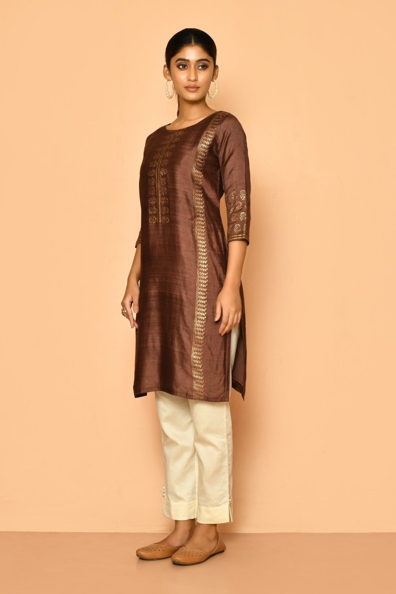 Buy Jasper Handloom Cotton Silk Kurta for Women | Shop Verified Sustainable Womens Kurta on Brown Living™