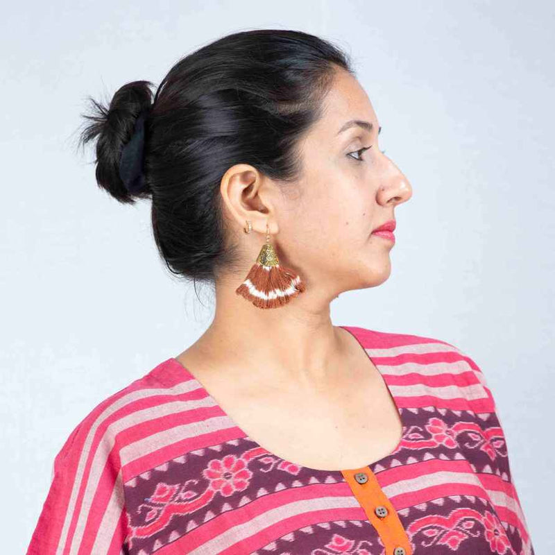 Buy Jemima Ikat Earrings | Handmade with 100% cotton | Shop Verified Sustainable Products on Brown Living