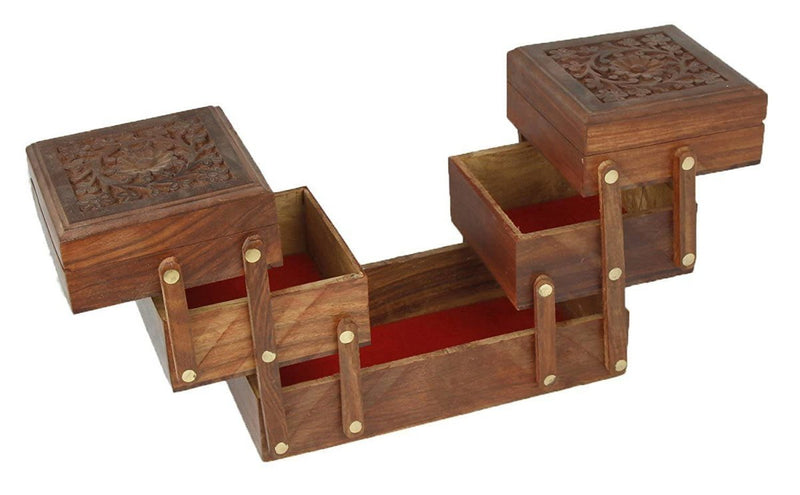 Buy Jewelry Box for Women Wooden Flip Flap Flower Design (Brown) | Shop Verified Sustainable Organisers on Brown Living™