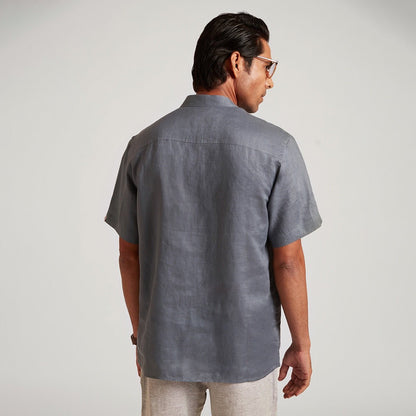 John Organic Linen Elegant Placket Henley Shirt | Verified Sustainable by Brown Living™