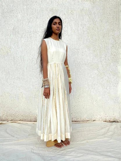 Juhi Assymetrical Pleated Long Dress | Verified Sustainable by Brown Living™