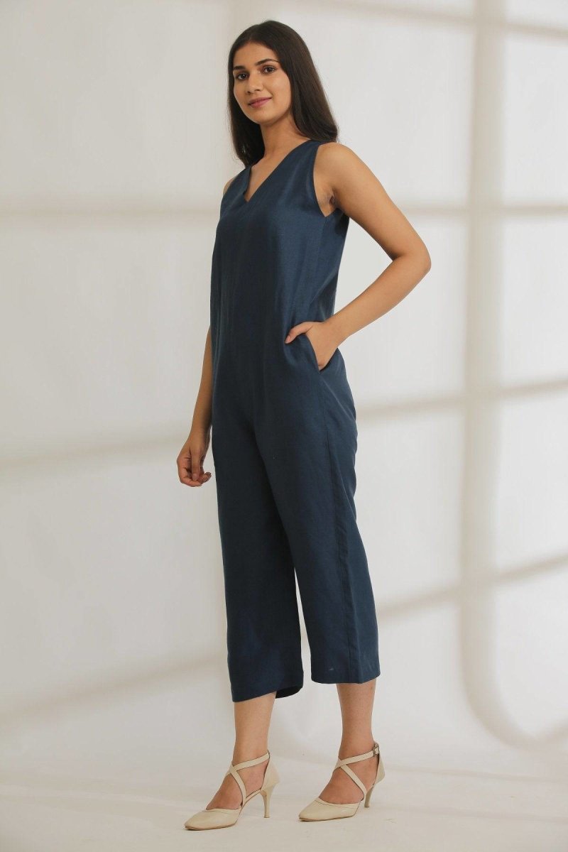 Buy Jumpin Hemp Jumpsuit Navy Blue | Shop Verified Sustainable Womens Dress on Brown Living™