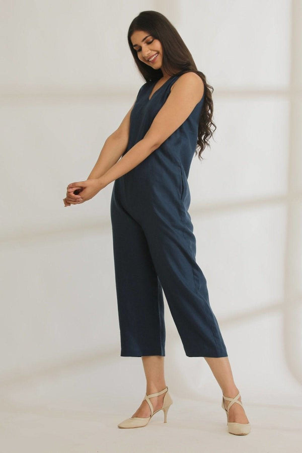 Buy Jumpin Hemp Jumpsuit Navy Blue | Shop Verified Sustainable Womens Dress on Brown Living™