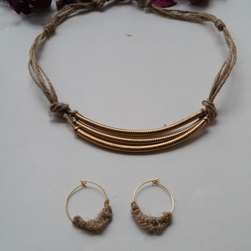 Buy Jute Broad Pendants Necklace Set | Shop Verified Sustainable Jewellery on Brown Living™