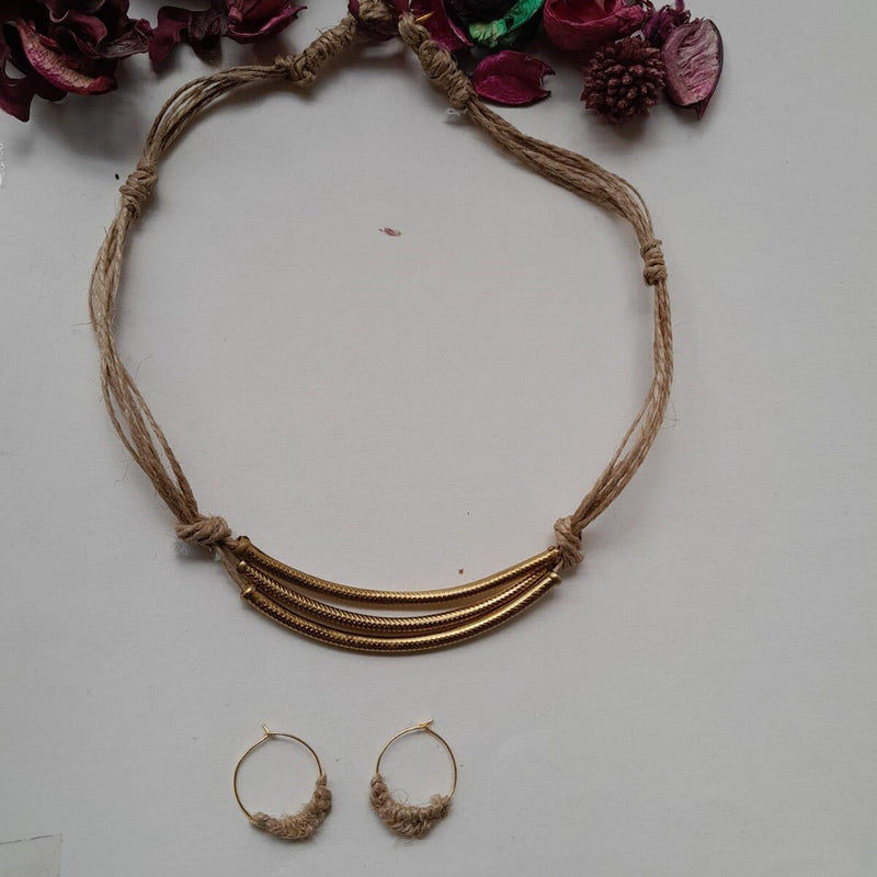 Buy Jute Broad Pendants Necklace Set | Shop Verified Sustainable Jewellery on Brown Living™