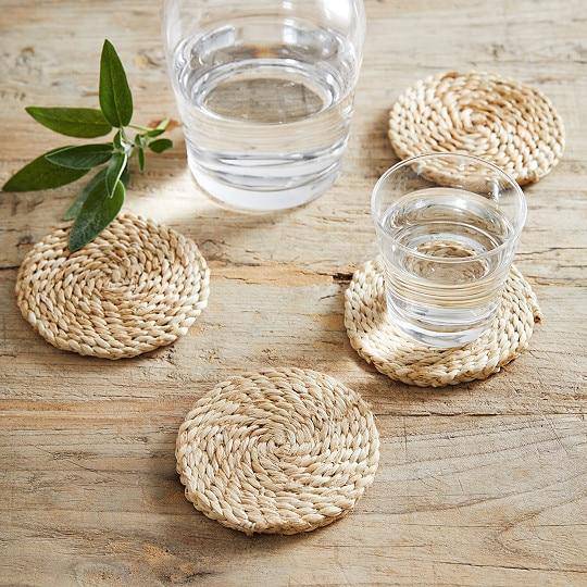 Buy Jute Round Coasters - Set Of 4 | Shop Verified Sustainable Table Decor on Brown Living™