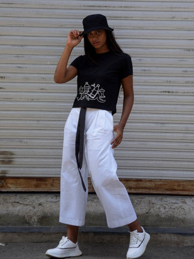 Kachra Crop Top | 100% Cotton Bio - Washed Fabric – Womens T-Shirt on Brown Living™. SKU: MKCT - S. Img 3.