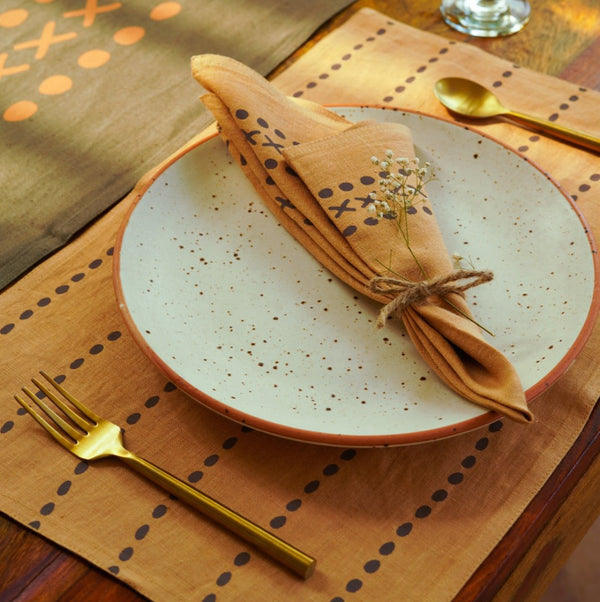 Buy Kaincha Napkins | Set of 2/4/6 | Block-print Hemp | Shop Verified Sustainable Table Linens on Brown Living™