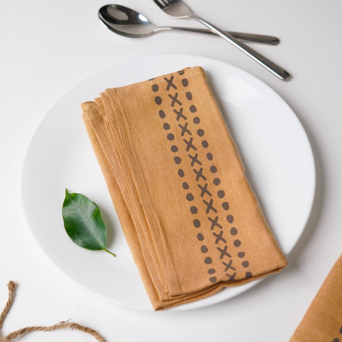 Kaincha Napkins | Set of 2/4/6 | Block - print Hemp | Verified Sustainable by Brown Living™