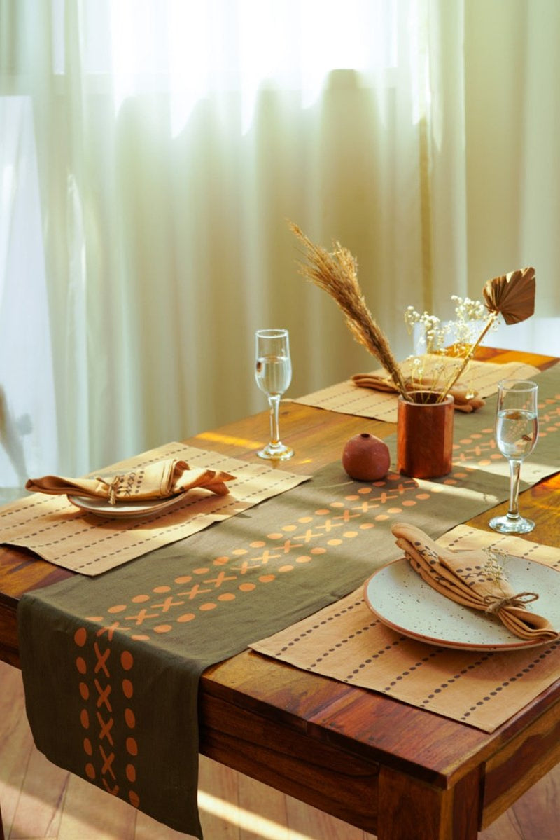 Buy Kaincha Napkins | Set of 2/4/6 | Block-print Hemp | Shop Verified Sustainable Table Linens on Brown Living™