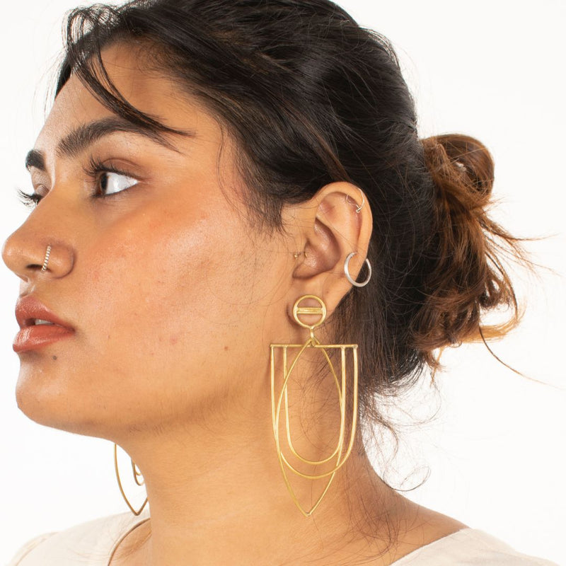 Buy Kaju-Katli Earrings | Womens Earrings | Recycled Brass Earrings | Shop Verified Sustainable Womens Accessories on Brown Living™