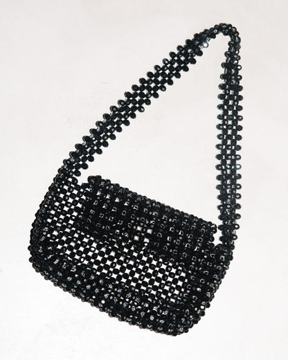 Kala Baguette| Womens Handbag | Black | Crystal glass beaded | Verified Sustainable by Brown Living™