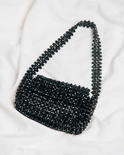 Kala Baguette| Womens Handbag | Black | Crystal glass beaded | Verified Sustainable by Brown Living™