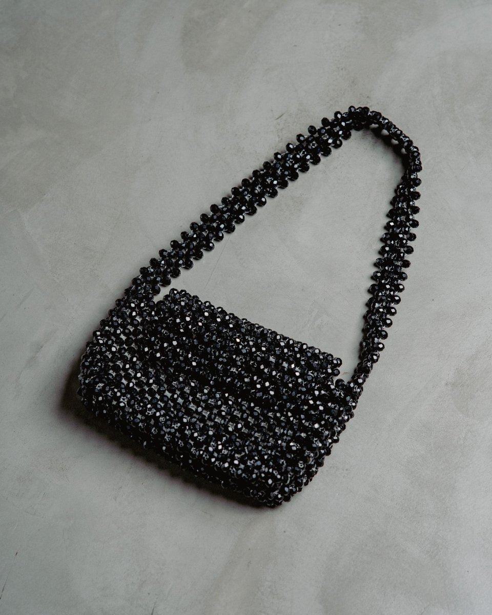 Kala Baguette| Womens Handbag | Black | Crystal glass beaded | Verified Sustainable by Brown Living™