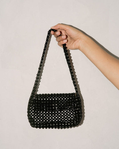 Kala Baguette| Womens Handbag | Black | Crystal glass beaded | Verified Sustainable by Brown Living™