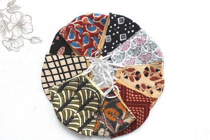 Kalamkaari Organic Print Non - Pleated Face Masks Pack of 10 Assorted | Verified Sustainable by Brown Living™