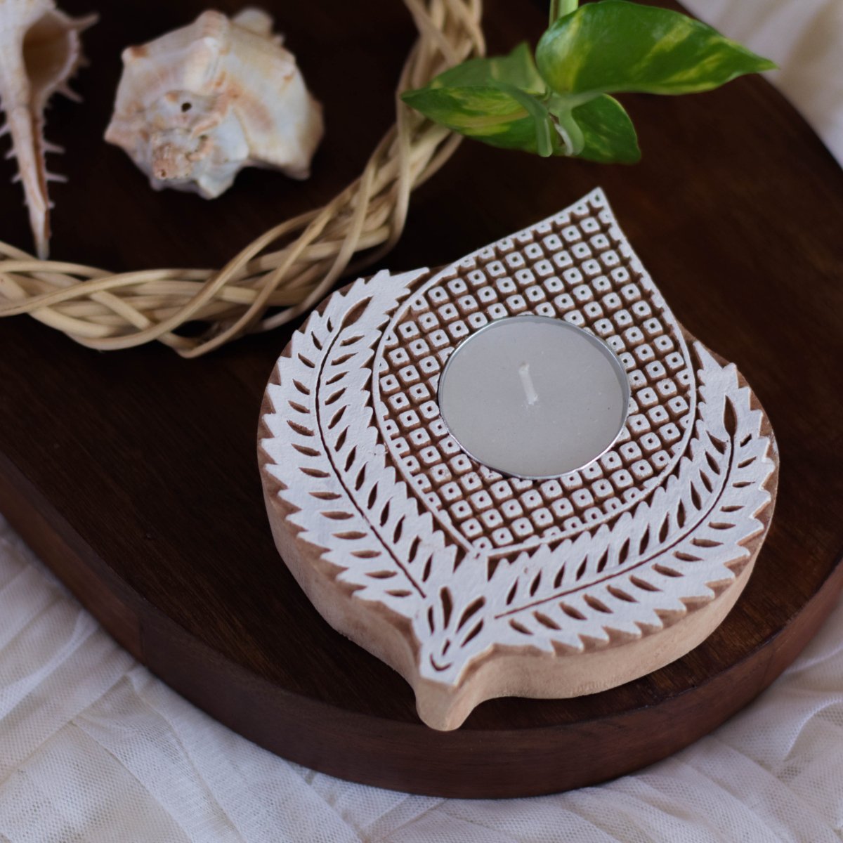 Kali Handcrafted Tea Light Holder | Set of 2 | Verified Sustainable by Brown Living™