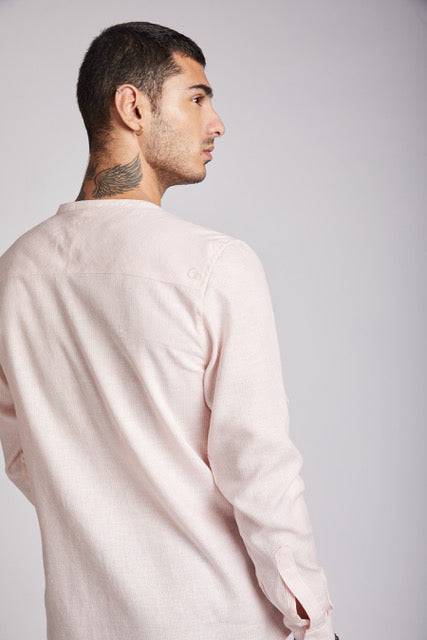 Buy Kaliedoscope Round Neck Shirt Peach Stripes | Shop Verified Sustainable Mens Shirt on Brown Living™