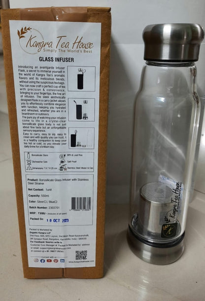 Kangra Tea Premium Borosilicate Glass Infuser Bottle | Verified Sustainable by Brown Living™