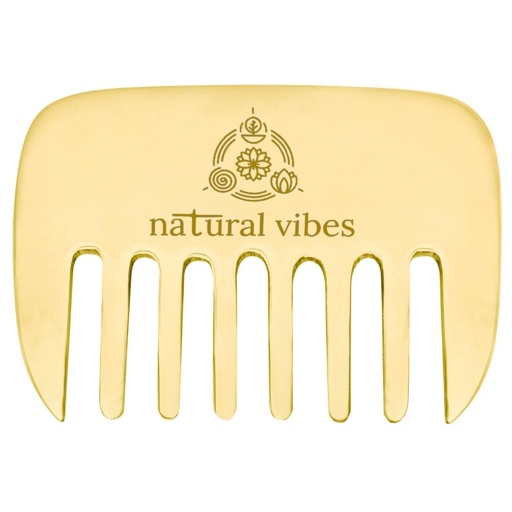 Kansa Hair Comb for Hair Fall, Growth, Circulation & Stress Relief – Hair Comb by Natural Vibes available on Brown Living™. . SKU: NV_kansa_comb. Img 1.