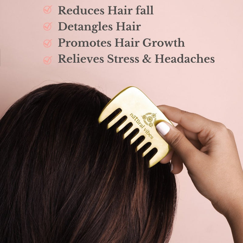 Buy Kansa Hair Comb for Hair Fall, Growth, Circulation & Stress Relief | Shop Verified Sustainable Products on Brown Living