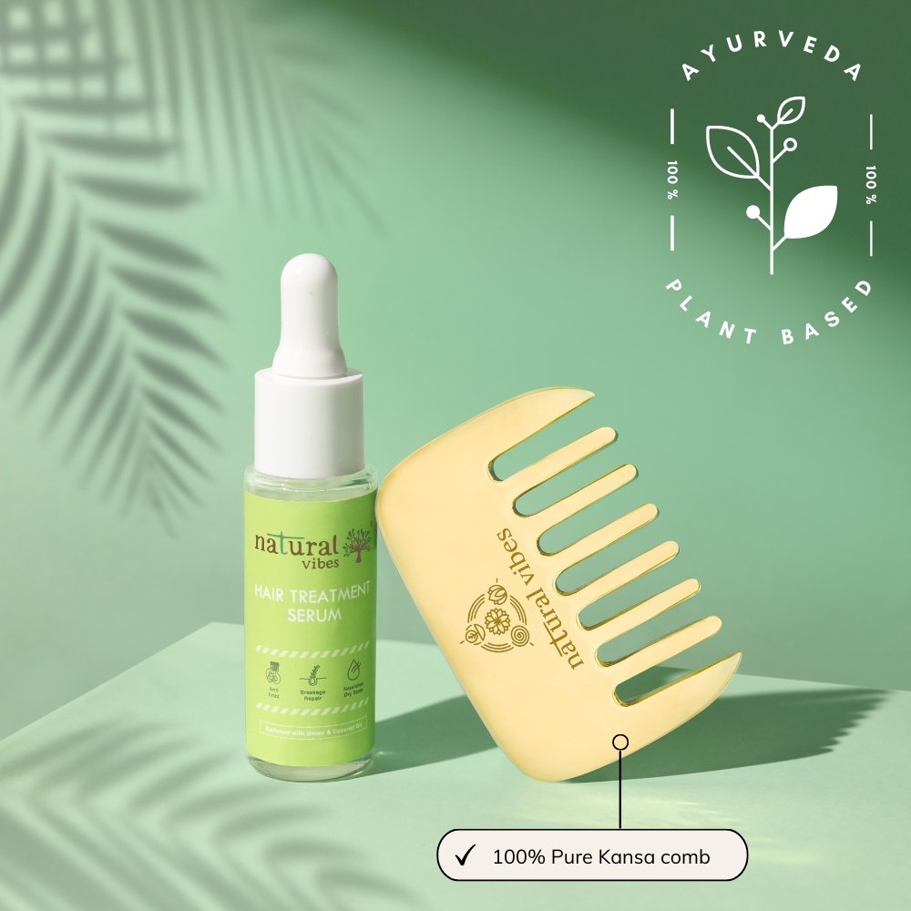 Kansa Hair Comb for Hair Fall, Growth, Circulation & Stress Relief – Hair Comb by Natural Vibes available on Brown Living™. . SKU: NV_kansa_comb. Img 4.