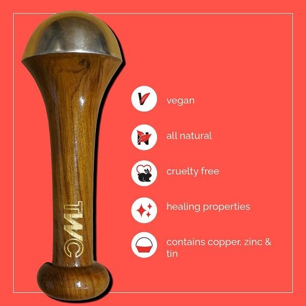 Kansa Wand Face, Foot & Body Massager With Wooden Handle | Verified Sustainable by Brown Living™