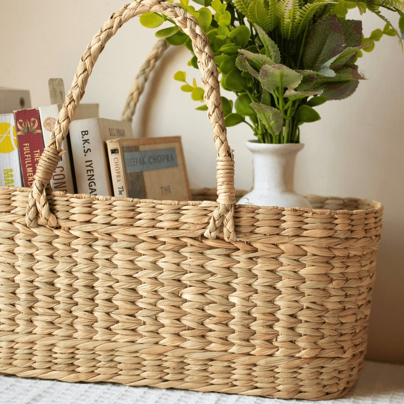 Buy Kauna grass hamper basket-Oval | Shop Verified Sustainable Baskets & Boxes on Brown Living™