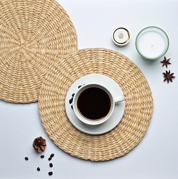 Buy Kauna Grass Round Placemats | Set of 2 | Shop Verified Sustainable Kitchen Organisers on Brown Living™