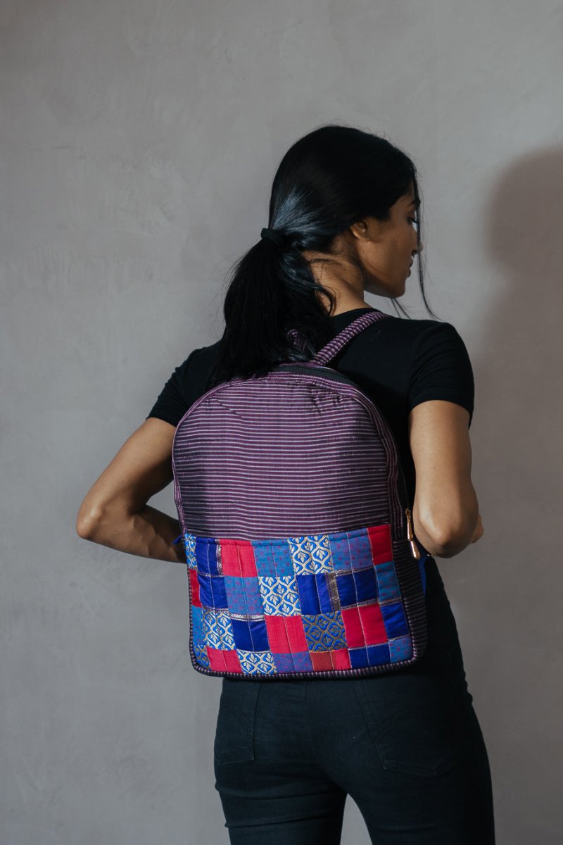 Kaushiki Petite Silk Patchwork Backpack | Verified Sustainable by Brown Living™