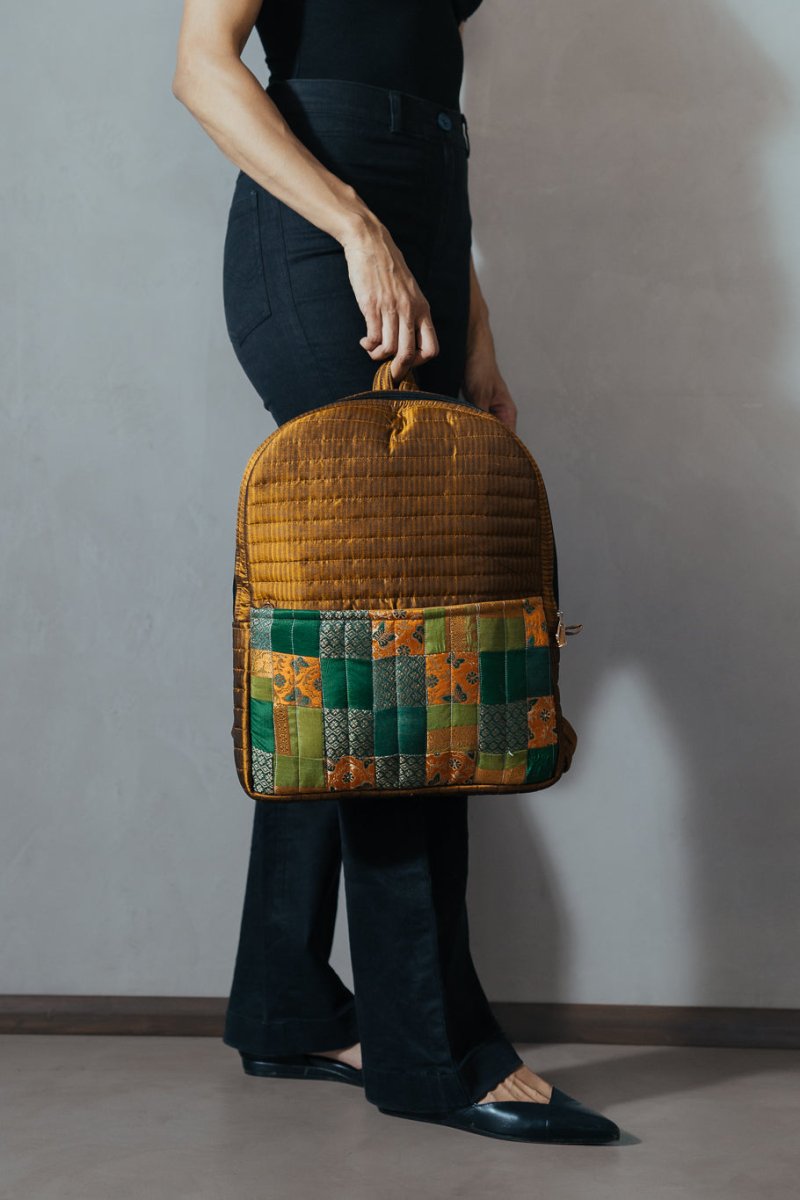 Kaushiki Petite Silk Patchwork Backpack | Verified Sustainable by Brown Living™