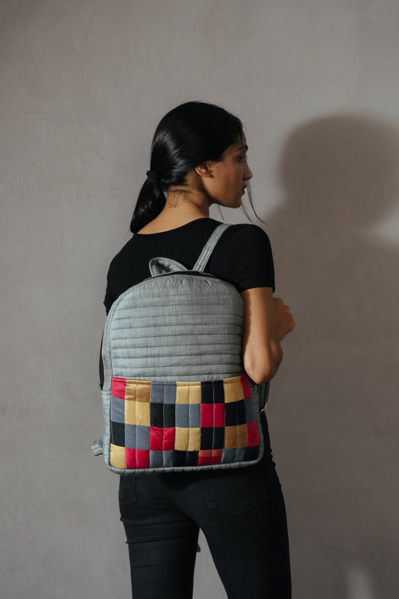 Kaushiki Petite Silk Patchwork Backpack | Verified Sustainable by Brown Living™