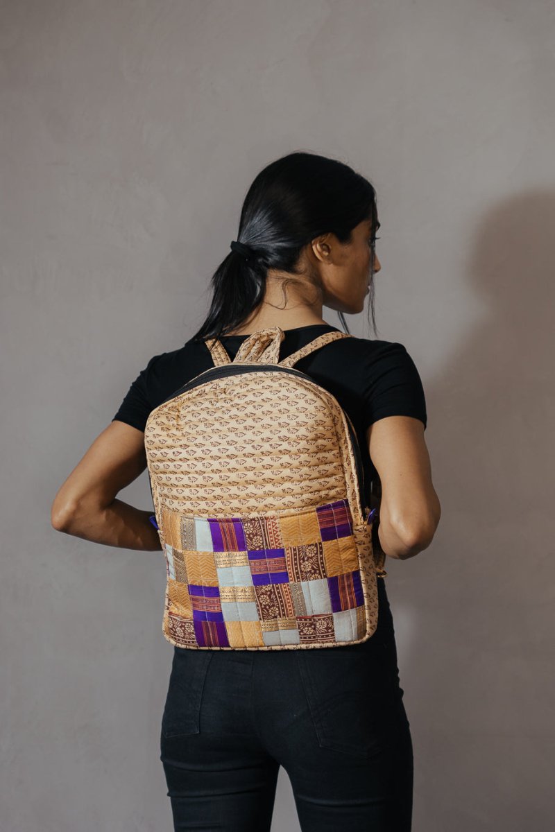 Kaushiki Petite Silk Patchwork Backpack | Verified Sustainable by Brown Living™